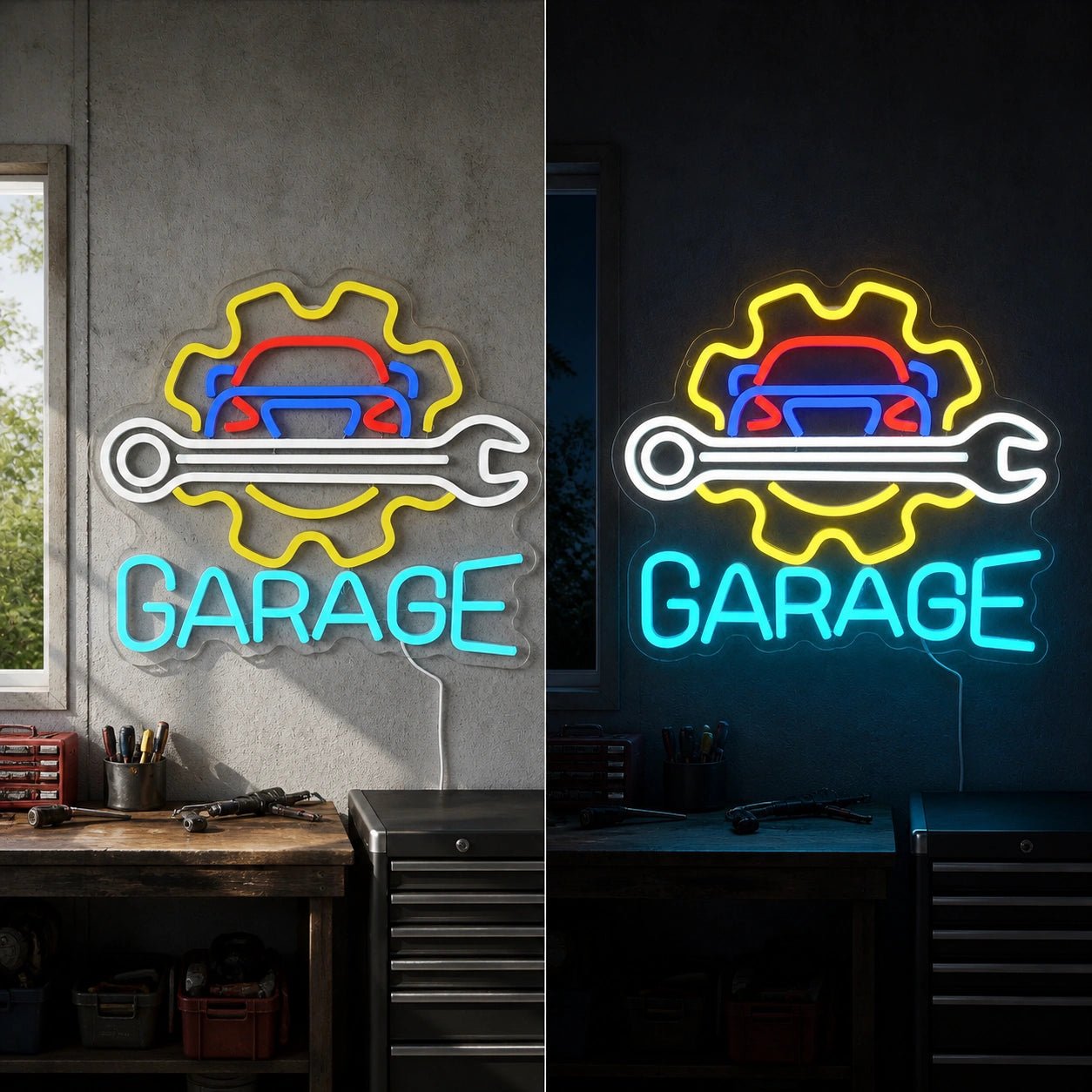 Garage Car Gear Wrench Vintage LED Neon Sign - Shineneon