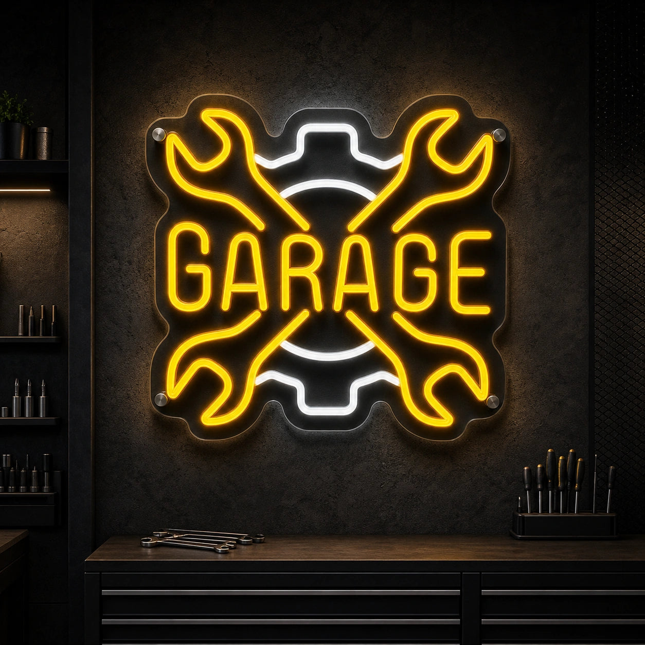 Garage Crossed Wrenches And Gear LED Neon Sign high-converting product image