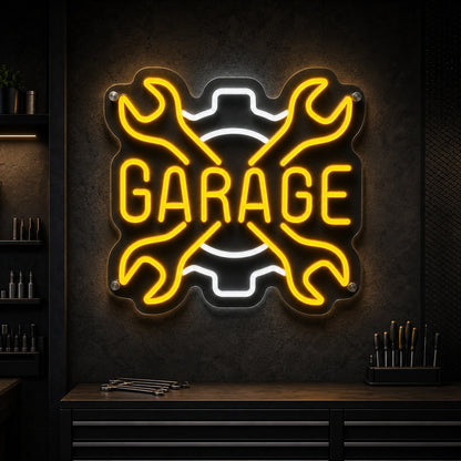 Garage Crossed Wrenches And Gear LED Neon Sign high-converting product image