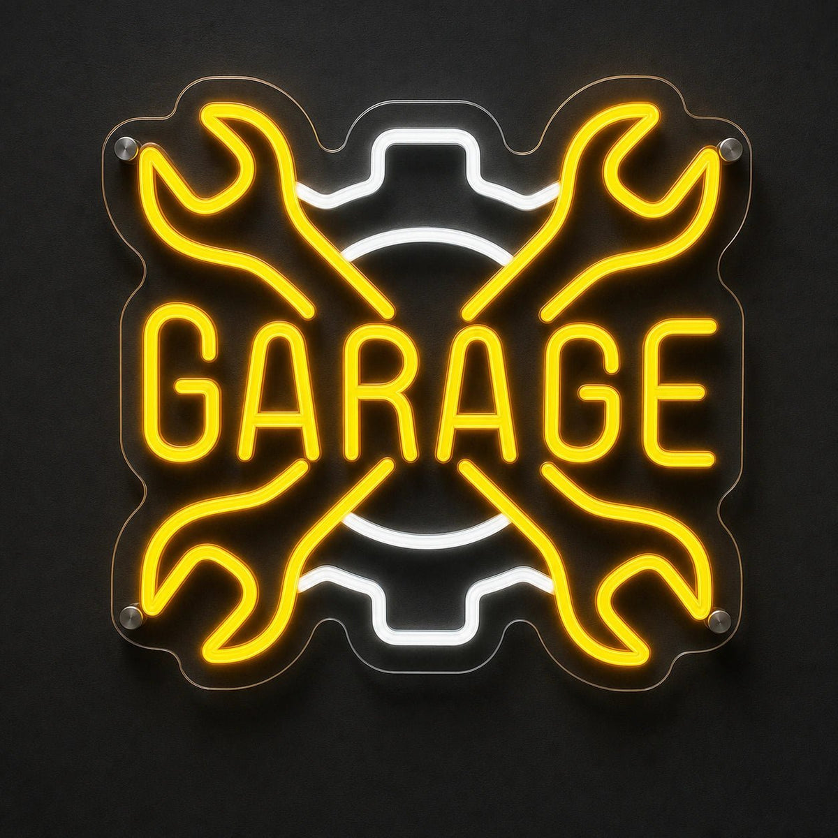 Garage Crossed Wrenches And Gear LED Neon Sign - Shineneon