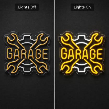 Garage Crossed Wrenches And Gear LED Neon Sign - Shineneon