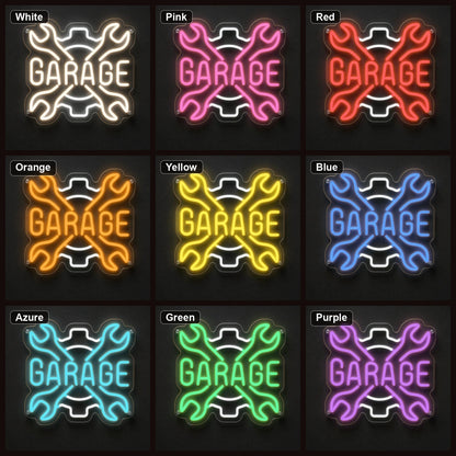Garage Crossed Wrenches And Gear LED Neon Sign - Shineneon