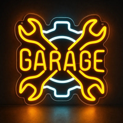 Garage Crossed Wrenches And Gear LED Neon Sign Garage Neon Sign - Shineneon