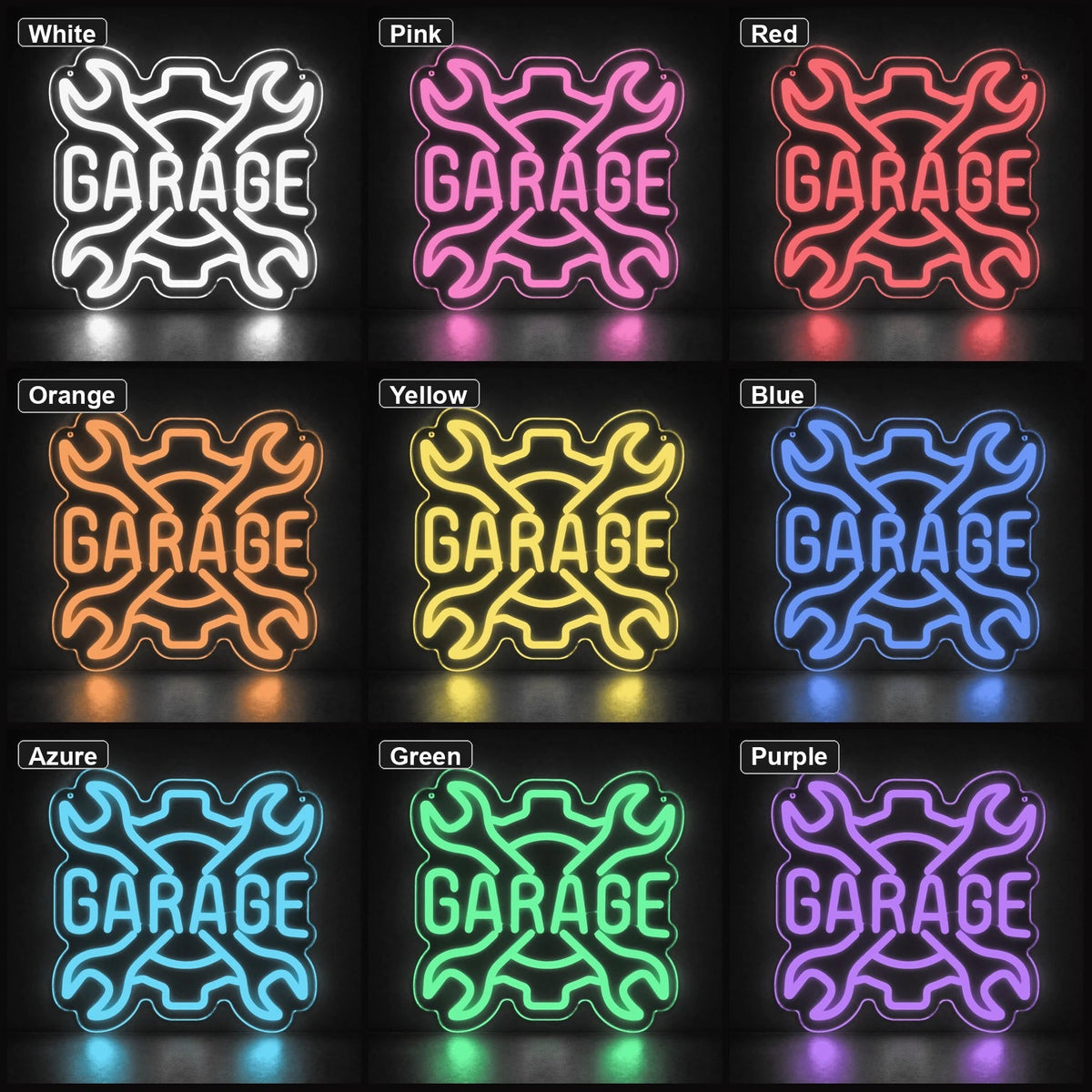Garage Crossed Wrenches And Gear LED Neon Sign Garage Neon Sign - Shineneon