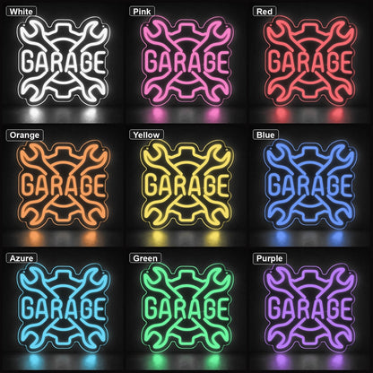 Garage Crossed Wrenches And Gear LED Neon Sign Garage Neon Sign - Shineneon