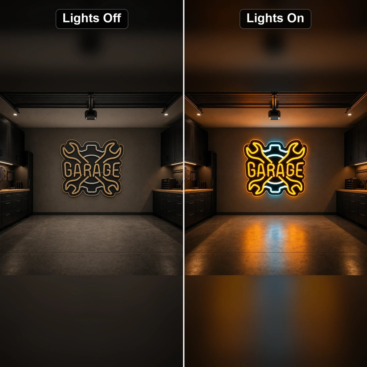 Garage Crossed Wrenches And Gear LED Neon Sign Home Bar Wall Decoration - Shineneon