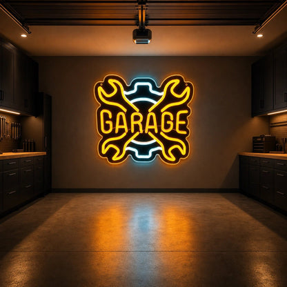 Garage Crossed Wrenches And Gear LED Neon Sign Home Garage Wall Decoration - Shineneon