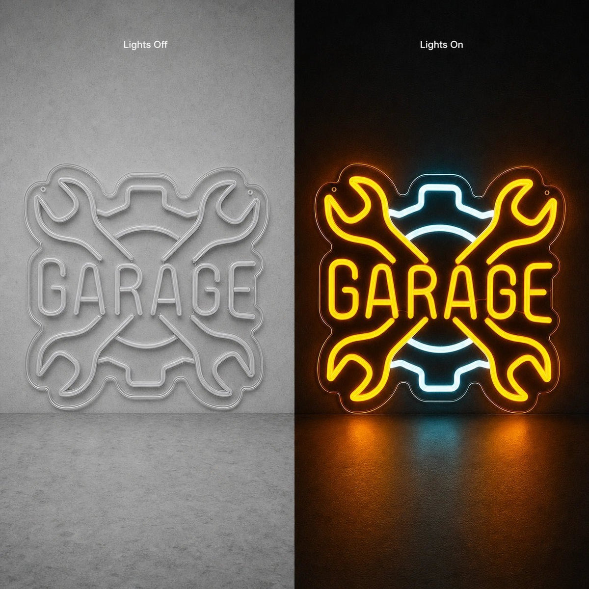 Garage Crossed Wrenches And Gear LED Neon Sign Man Cave Neon Sign - Shineneon