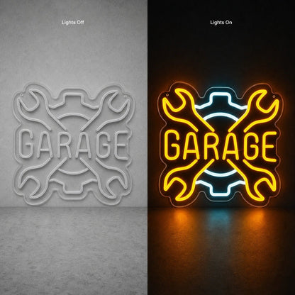Garage Crossed Wrenches And Gear LED Neon Sign Man Cave Neon Sign - Shineneon