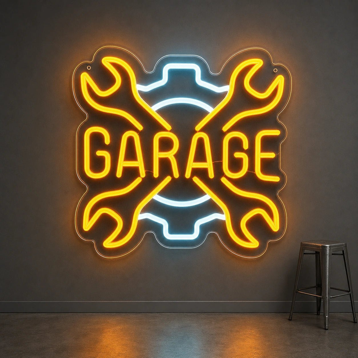 Garage Crossed Wrenches And Gear LED Neon Sign Man Cave Neon Sign - Shineneon