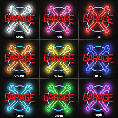 Garage Crossed Wrenches Circle Vintage LED Neon Sign - Shineneon