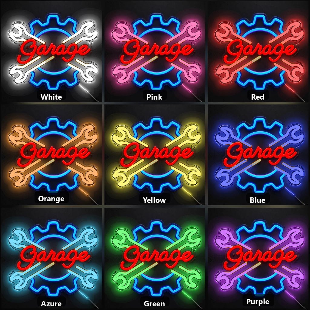 Garage Crossed Wrenches Gear Vintage LED Neon Sign - Shineneon