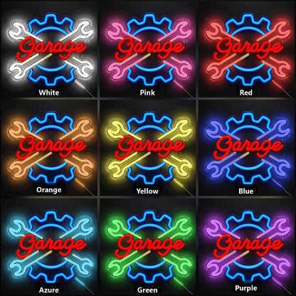 Garage Crossed Wrenches Gear Vintage LED Neon Sign - Shineneon