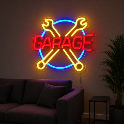 Garage Crossed Wrenches LED Neon Sign high-converting product image