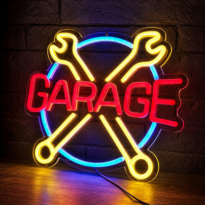 Garage Crossed Wrenches LED Neon Sign main product image