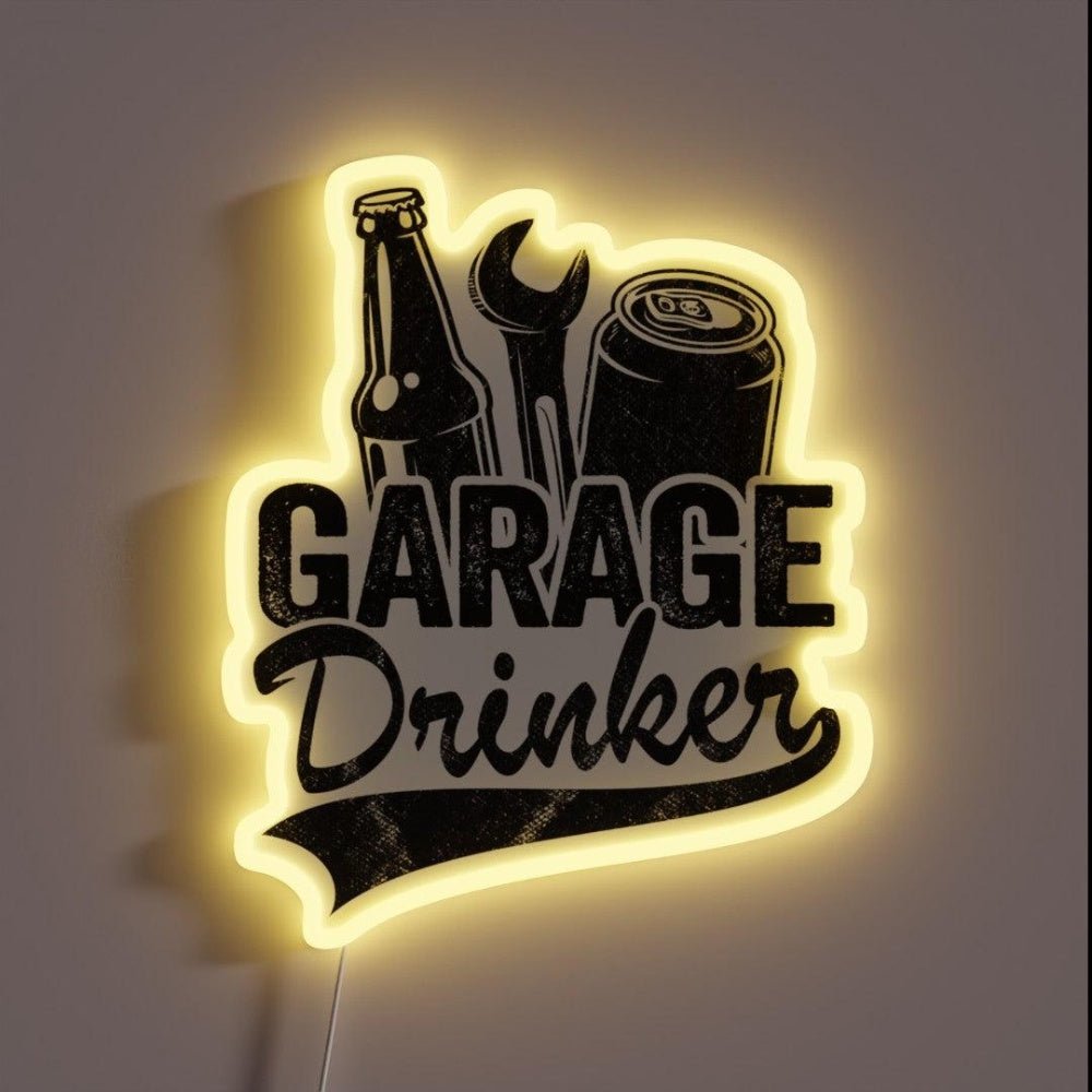 Garage Drinker Funny Beer Drinking Rgb Led Neon Sign - Shineneon