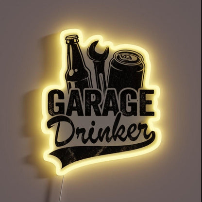 Garage Drinker Funny Beer Drinking Rgb Led Neon Sign - Shineneon