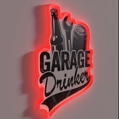Garage Drinker Funny Beer Drinking Rgb Led Neon Sign - Shineneon