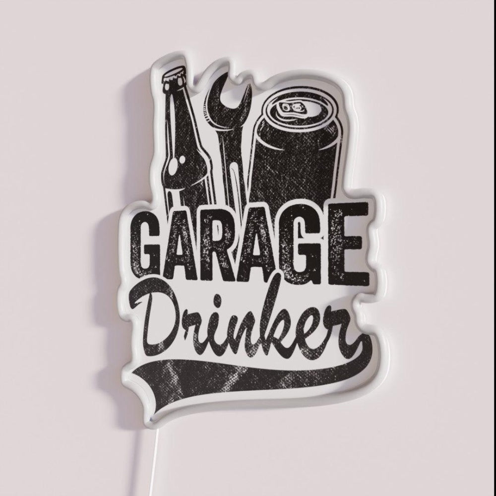 Garage Drinker Funny Beer Drinking Rgb Led Neon Sign - Shineneon