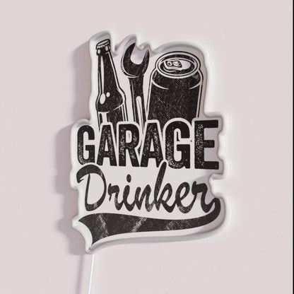 Garage Drinker Funny Beer Drinking Rgb Led Neon Sign - Shineneon