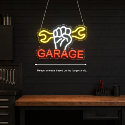 Garage Fist And Two Wrenches LED Neon Sign - Shineneon