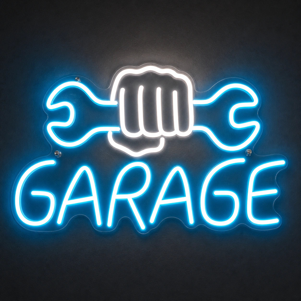 Garage Fist Holding Wrenches LED Neon Sign main product image