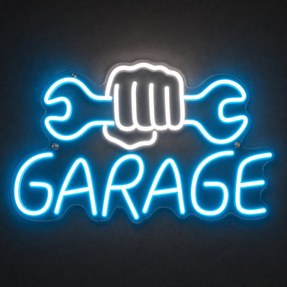 Garage Fist Holding Wrenches LED Neon Sign main product image
