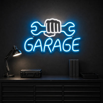 Garage Fist Holding Wrenches LED Neon Sign - Shineneon