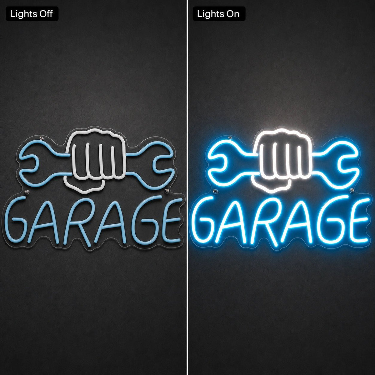 Garage Fist Holding Wrenches LED Neon Sign - Shineneon