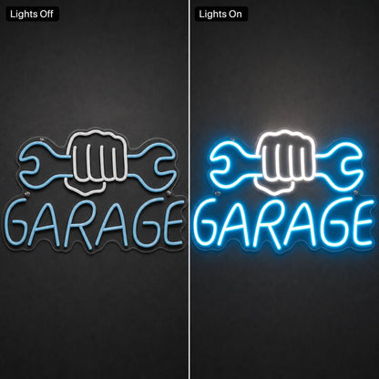 Garage Fist Holding Wrenches LED Neon Sign - Shineneon
