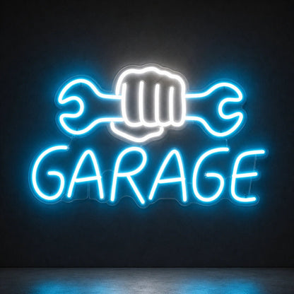 Garage Fist Holding Wrenches LED Neon Sign Garage Neon Sign - Shineneon