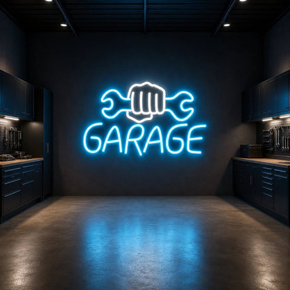 Garage Fist Holding Wrenches LED Neon Sign Home Bar Wall Decoration - Shineneon