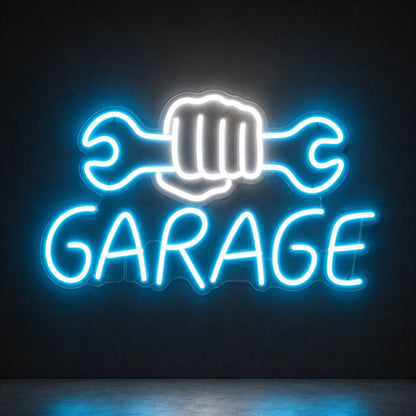 Garage Fist Holding Wrenches LED Neon Sign Man Cave Neon Sign main product image