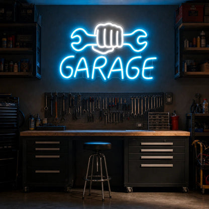 Garage Fist Holding Wrenches LED Neon Sign Man Cave Neon Sign - Shineneon