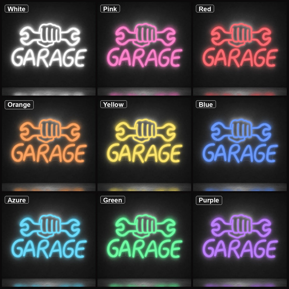 Garage Fist Holding Wrenches LED Neon Sign Man Cave Neon Sign - Shineneon