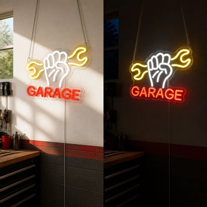 Garage Fist Wrench Vintage LED Neon Sign - Shineneon