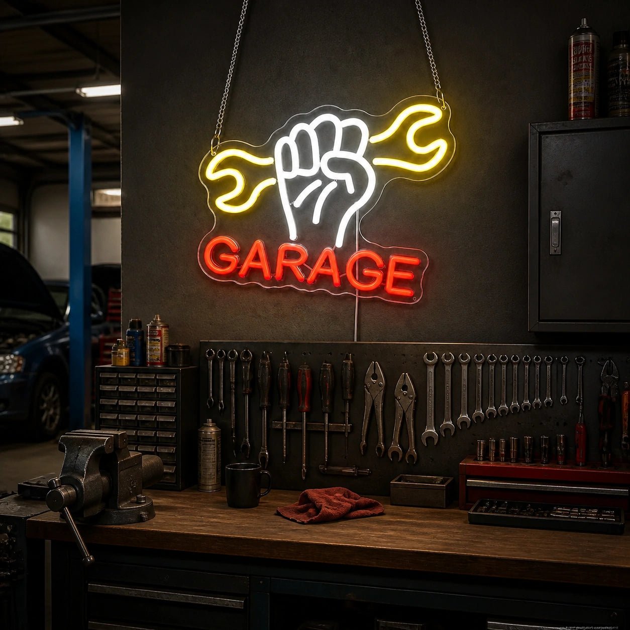 Garage Fist Wrench Vintage LED Neon Sign - Shineneon