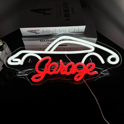Garage Red-White Car And Text Led Neon Sign For Auto Decor | Shineneon