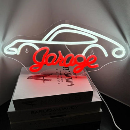 Garage Red-White Car And Text Led Neon Sign For Auto Decor | Shineneon
