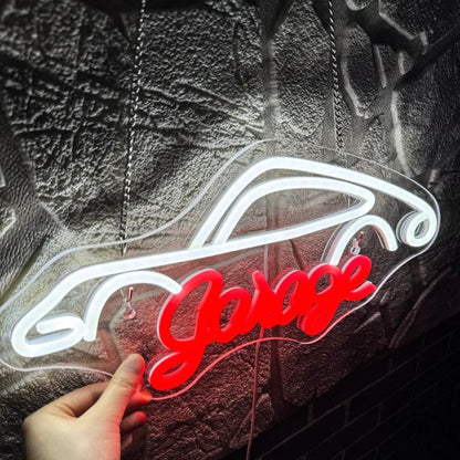 Garage Red-White Car And Text Led Neon Sign For Auto Decor | Shineneon