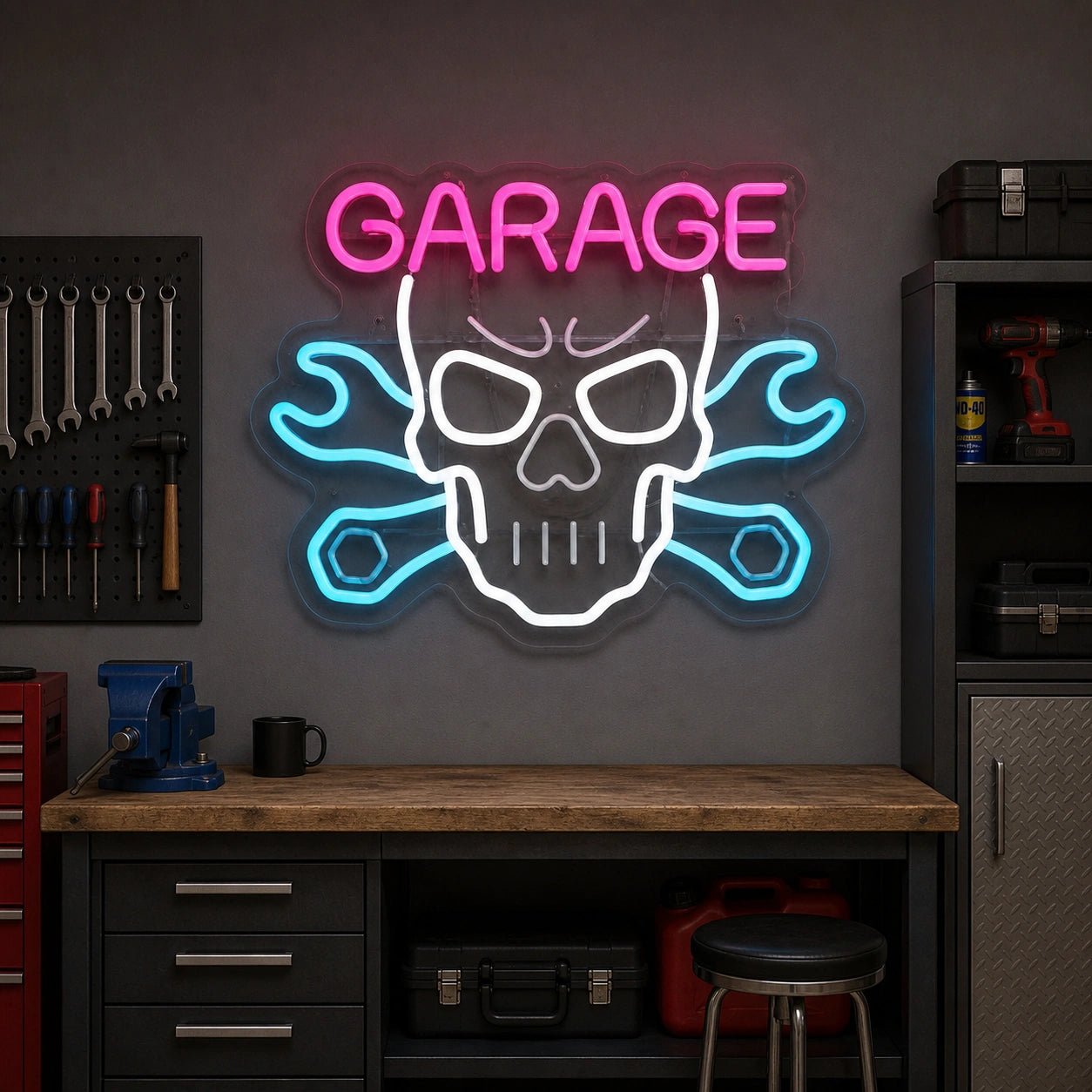 Garage Skull Tools Vintage LED Neon Sign - Shineneon