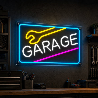 Garage Wrench Frame LED Neon Sign high-converting product image