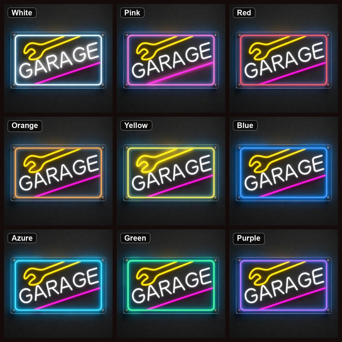 Garage Wrench Frame LED Neon Sign - Shineneon