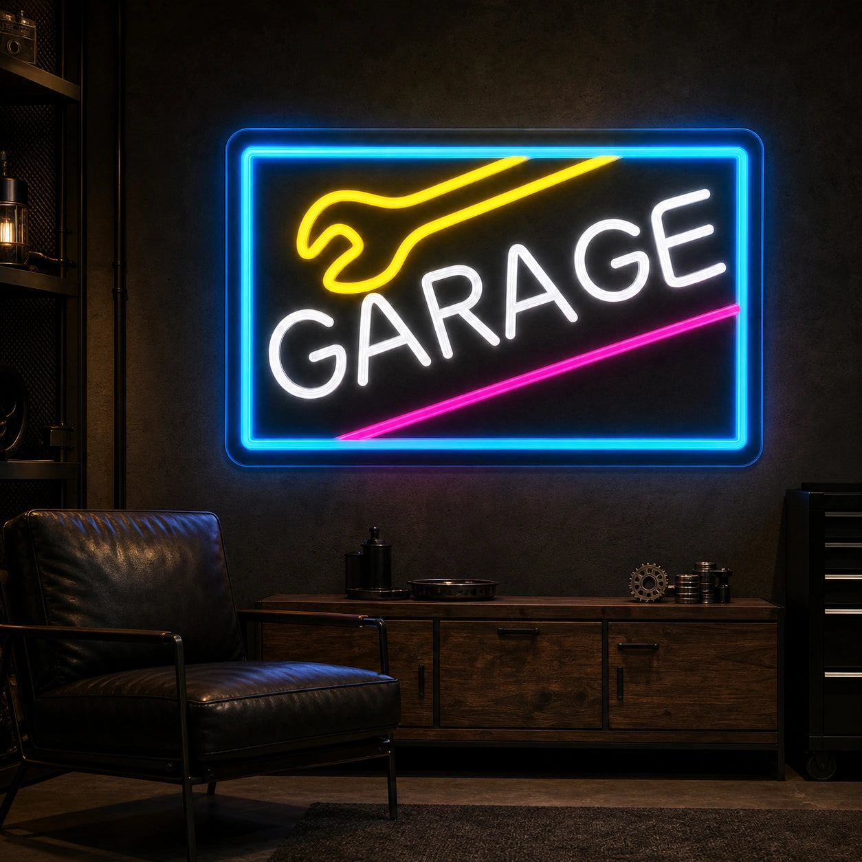 Garage Wrench Frame LED Neon Sign Home Bar Wall Decoration high-converting product image