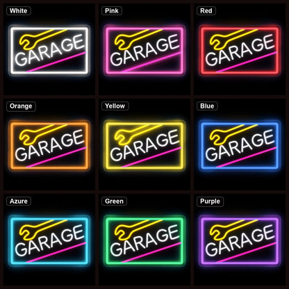 Garage Wrench Frame LED Neon Sign Home Bar Wall Decoration color grid