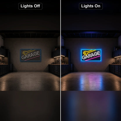 Garage Wrench Frame LED Neon Sign Home Bar Wall Decoration - Shineneon