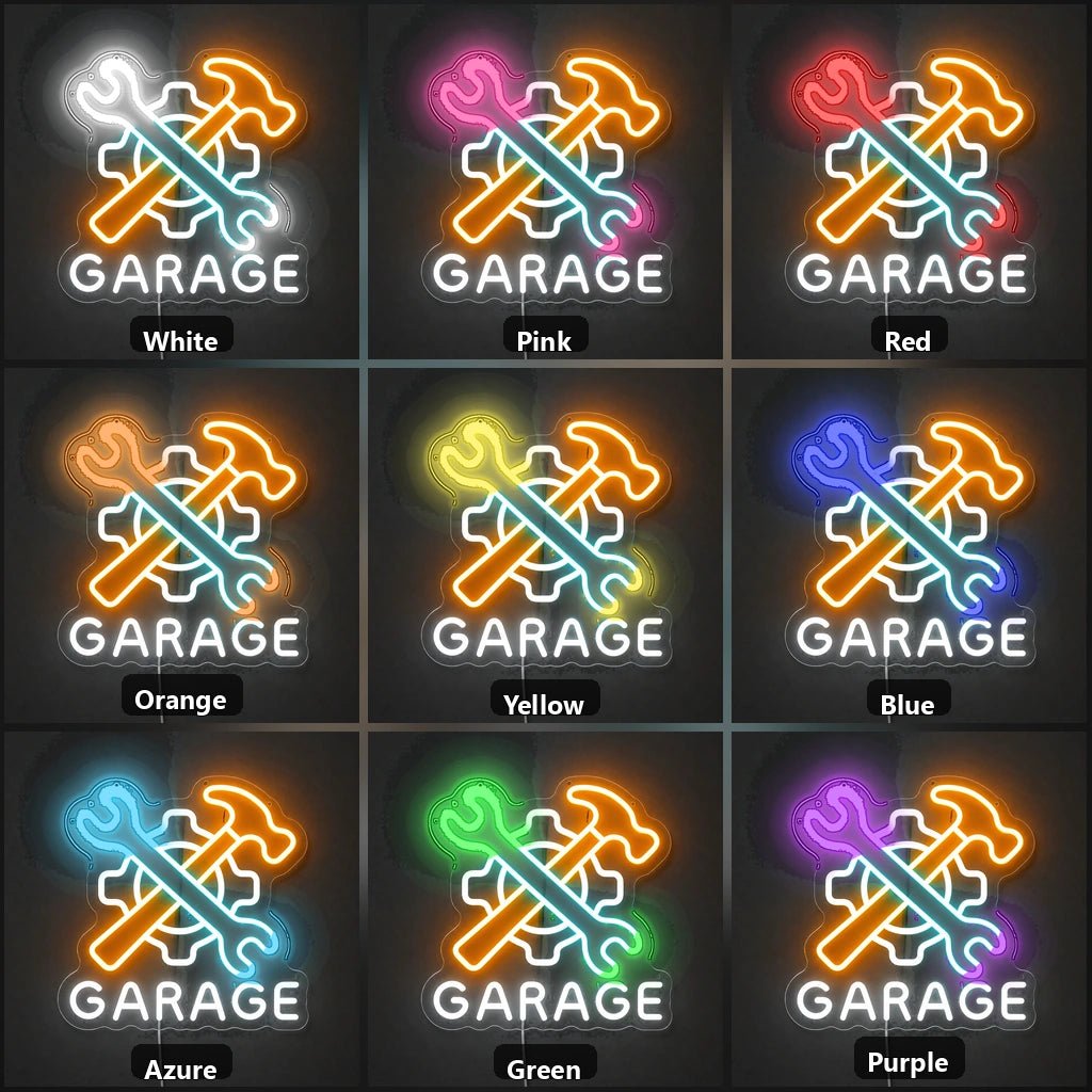 Garage Wrench Hammer Gear Vintage LED Neon Sign - Shineneon