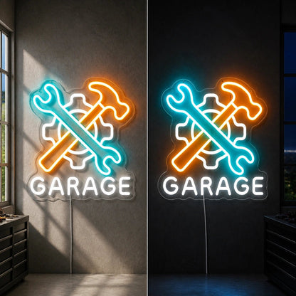 Garage Wrench Hammer Gear Vintage LED Neon Sign - Shineneon