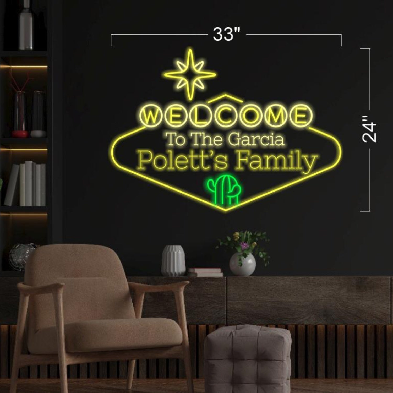 Garcia Polett Family Welcome Star Cactus Led Neon Sign For Home Decor | Shineneon