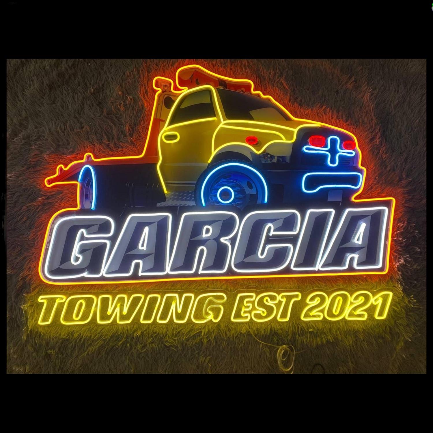 Garcia Towing Multicolor Cartoon Truck Led Neon Sign For Business Decor | Shineneon
